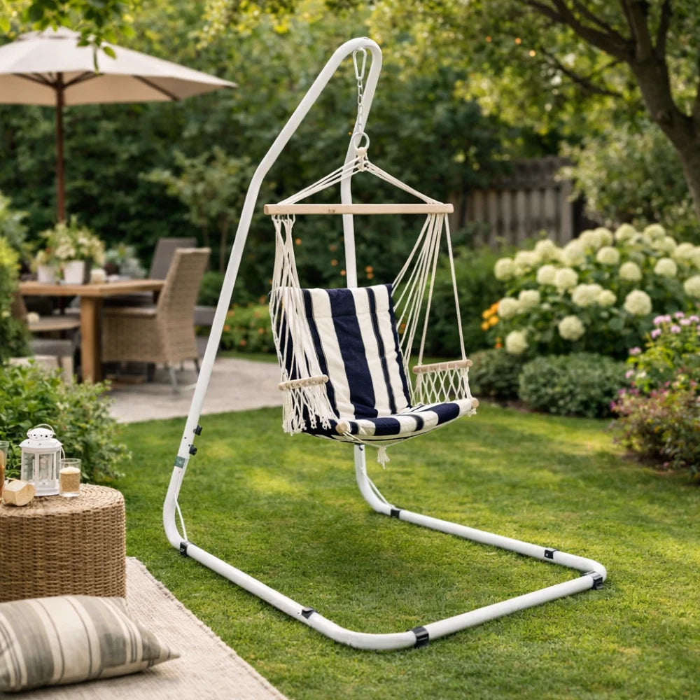 Amaca a poltrona con supporto Sunset a righe Blu H.200/243cm
