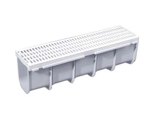 CANALETTA CON GRIGLIA COMPLETA IN POLIPROPILENE GRIGIA  cm.50x13x14h.