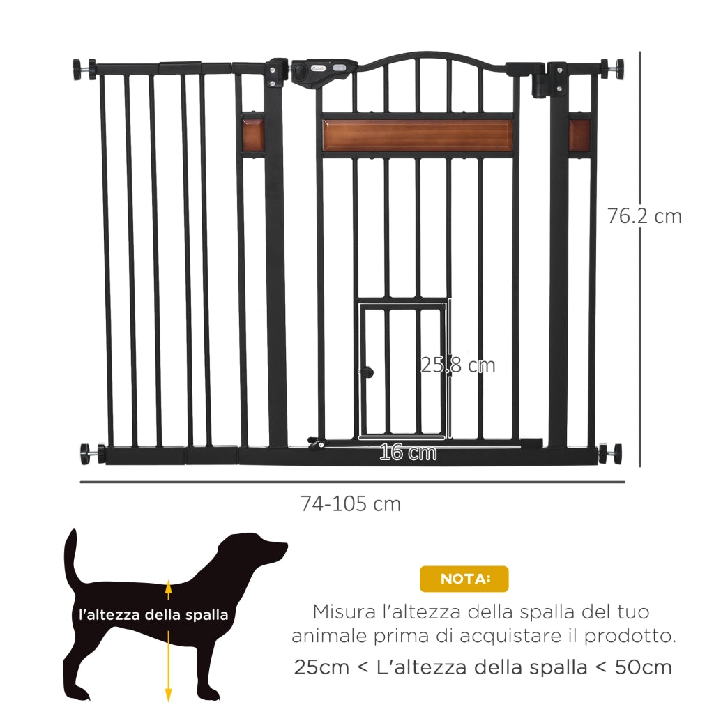 Cancello per Cani ¨C Minimal ¨C Nero 74-105x76.2 cm
