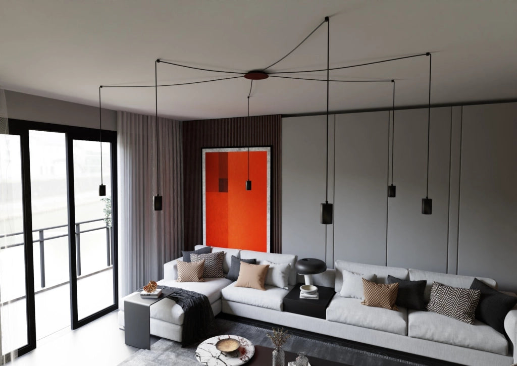 Lampadario Emibig Traker nero 6xGU10 regolabile 300cm