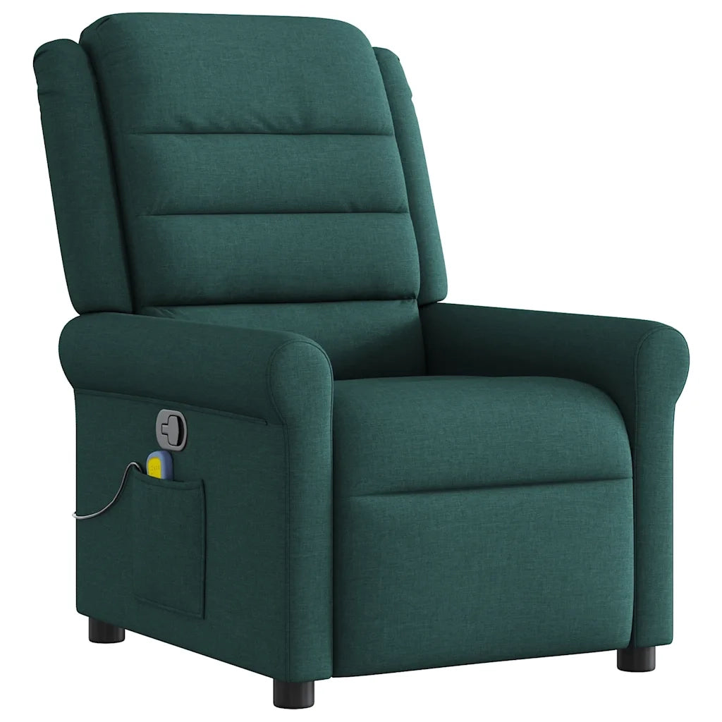 Poltrona Massaggiante Reclinabile Verde Scuro in Tessuto 4015652