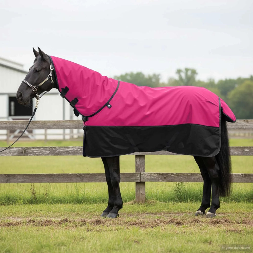 Coperta per Cavalli Rosa e Nero 125 cm Poliestere 42013152