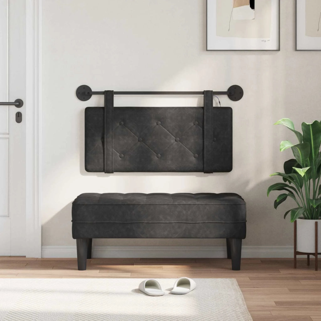 Testiera sospesa Con luce LED Nero PU Antico 3424079