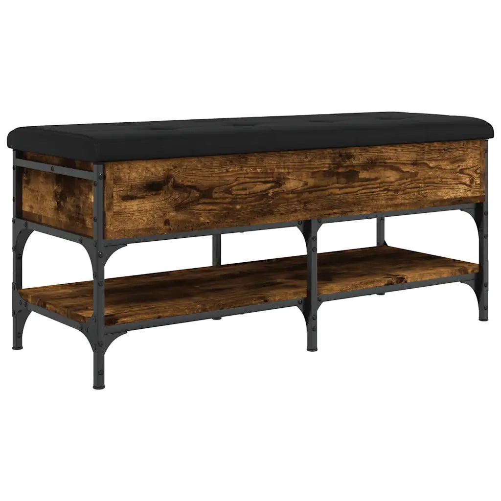 Panca Porta Scarpe-Sgabello-Panca Scarpiera Rovere Fumo 102x42x45 cm Legno Multistrato