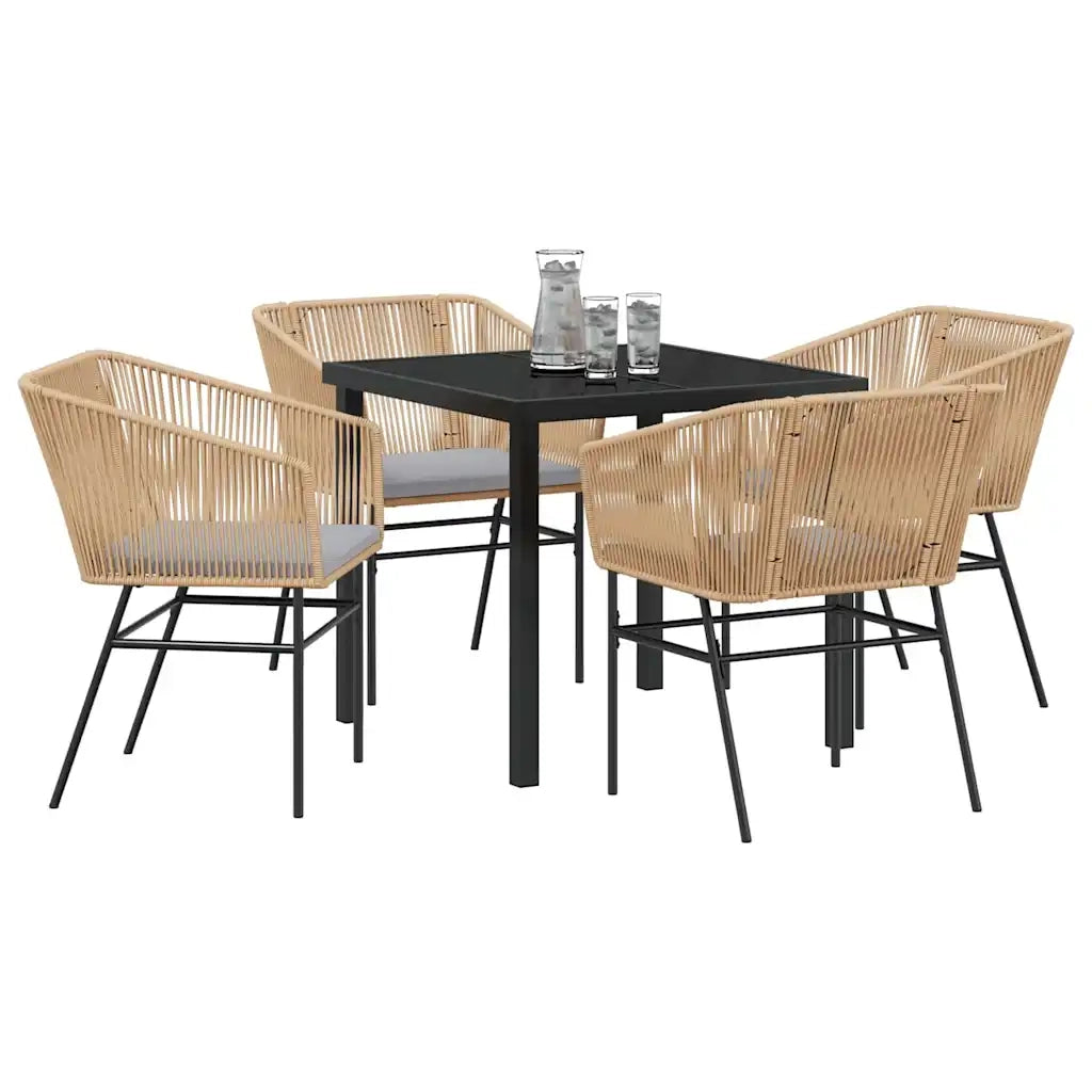 Set da Pranzo per Giardino con cuscino 5 pcs Marrone