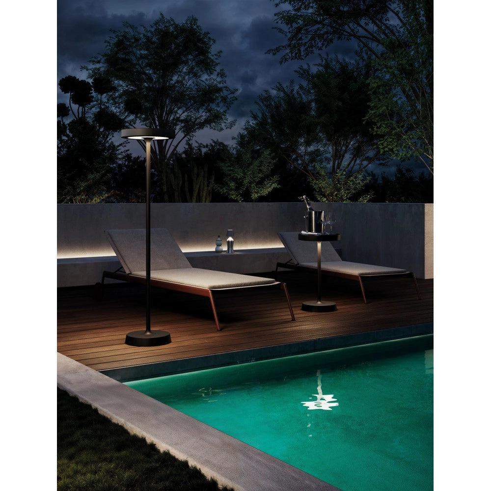 Barbell Solar RF - Lampada a led da terra solare e ricaricabile 65W - Piantana da esterno 3 altezze 156-113-70 cm Corten