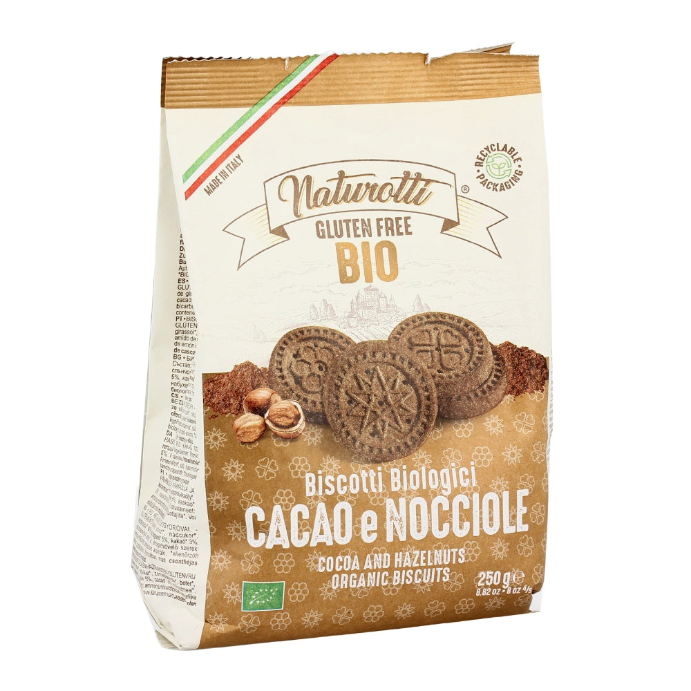 Pasta natura biscotti naturotti al cacao e nocciole 12 confezioni da 250 grammi