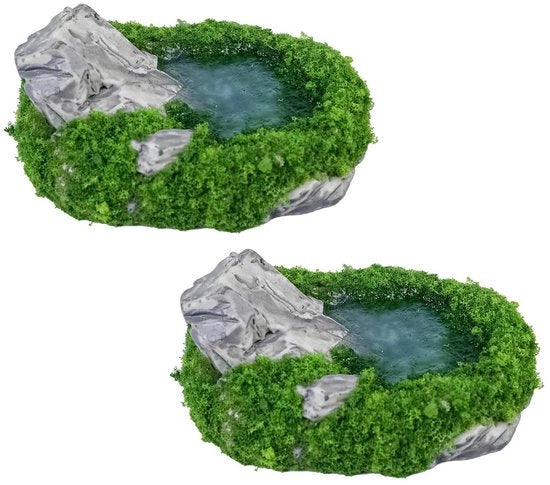 Decorazione Zen per Giardino Mini Bonsai - Standbeeld con Contenitore di Vetro - Materiale di Resina - Design Sostenibile