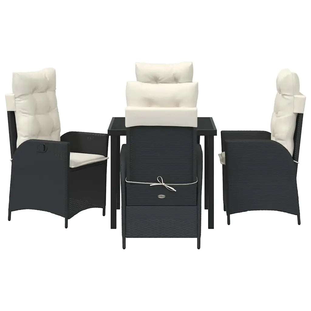 Set da Pranzo per Giardino con cuscino 5 pcs Nero polyrattan