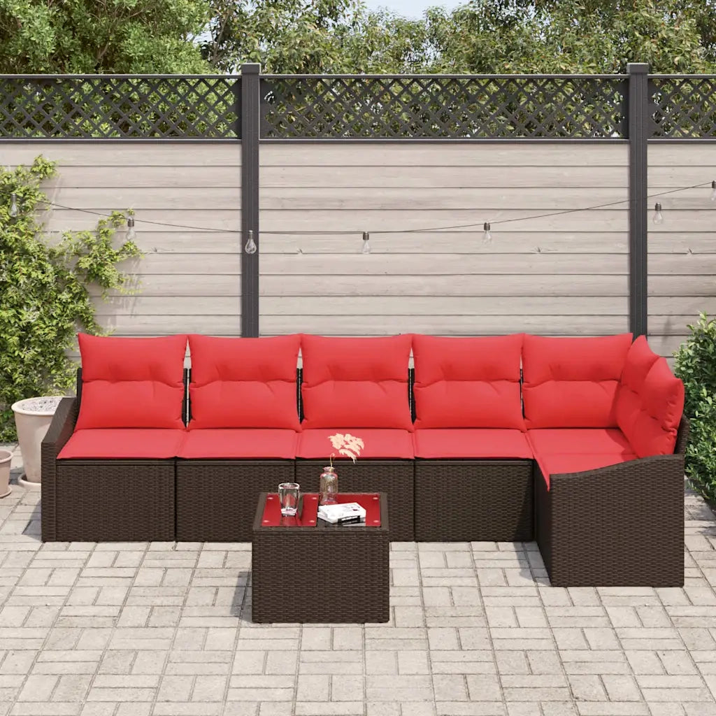 Set di divani 7 pz Marrone polyrattan 3346754