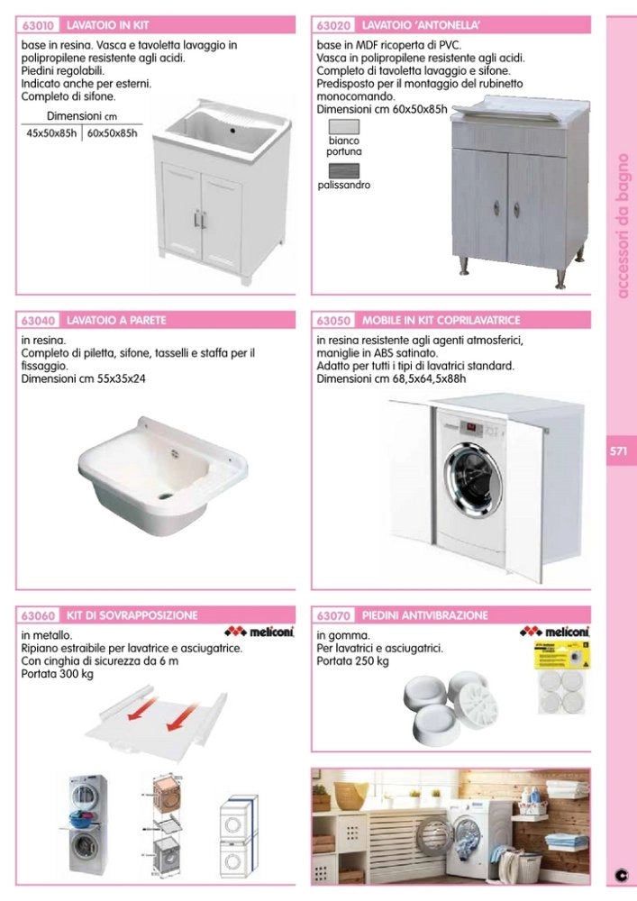 1pz kit coprilavatrice resina cm 66x568x88h bianco cod:ferx.13942
