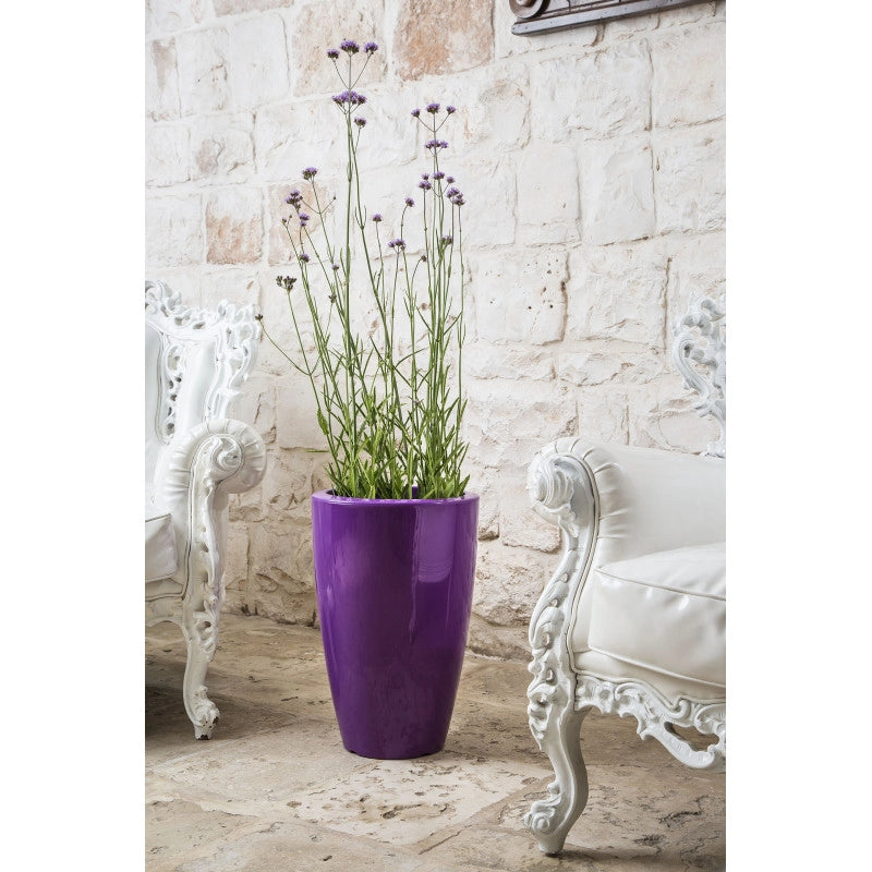 Vaso moderno di design Ø33 H50 in polimero verde resistente per interno ed esterno - Made in Italy - Monacis