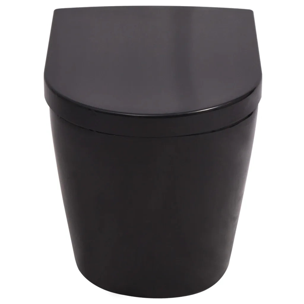 WC a Muro con Sciacquone Nascosto in Ceramica Nera 3054477