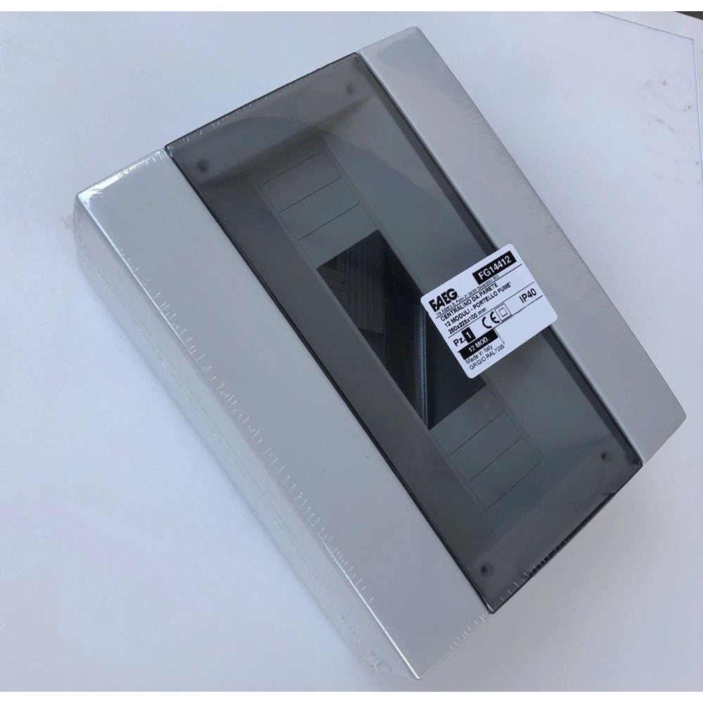 Trade Shop - Centralino Da Parete 12 Moduli Ip40 Con Portello Trasparente Fumè Grigio Fg14412 -