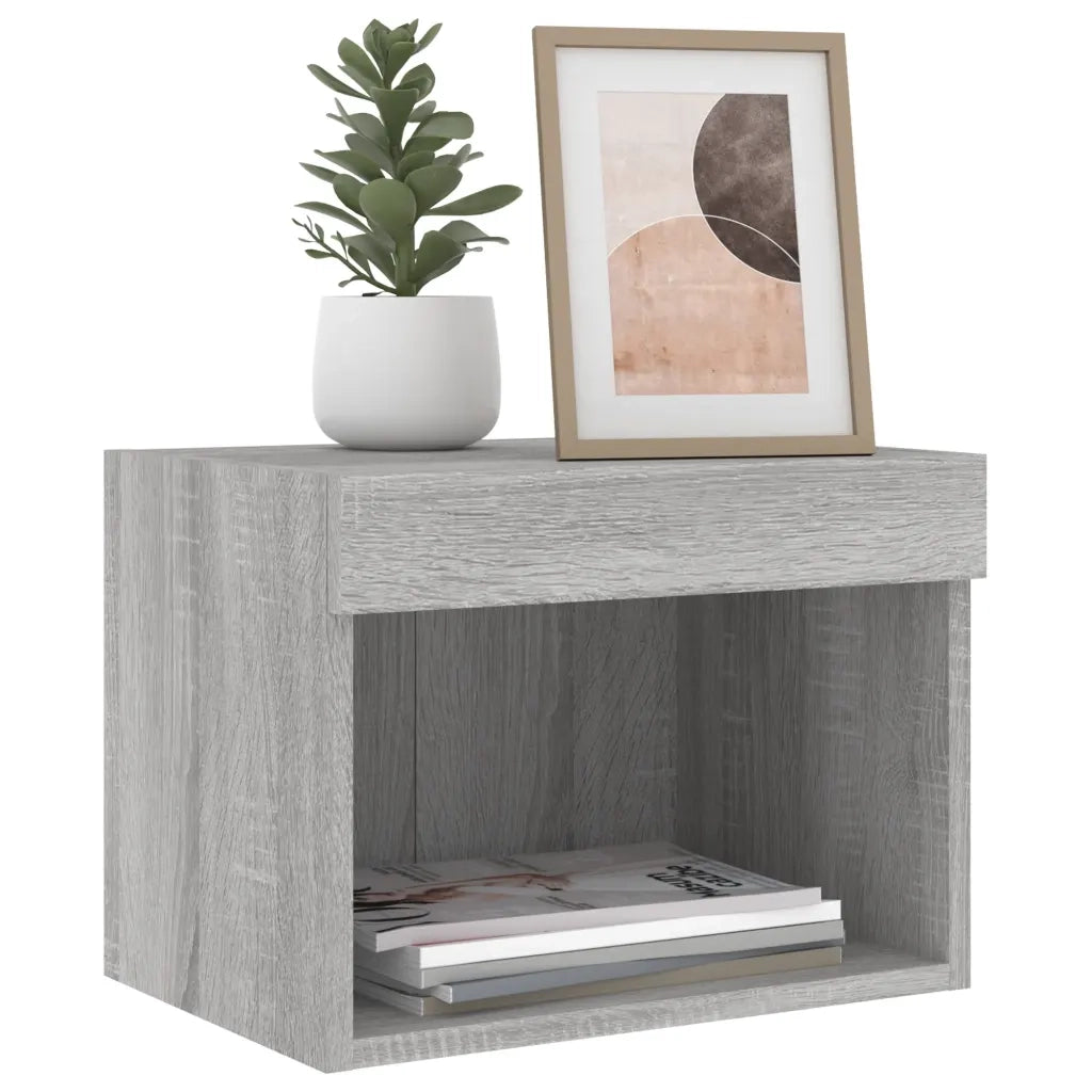 Comodino con Luci LED a Parete Grigio Sonoma 837123