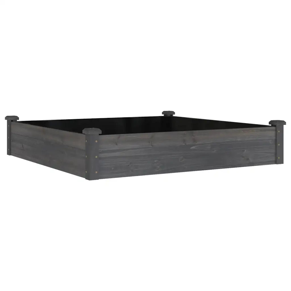 Fioriera Giardino con Fodera-Vaso da Esterno-Contenitore per Piante Grigia 120x120x25cm Massello Abete