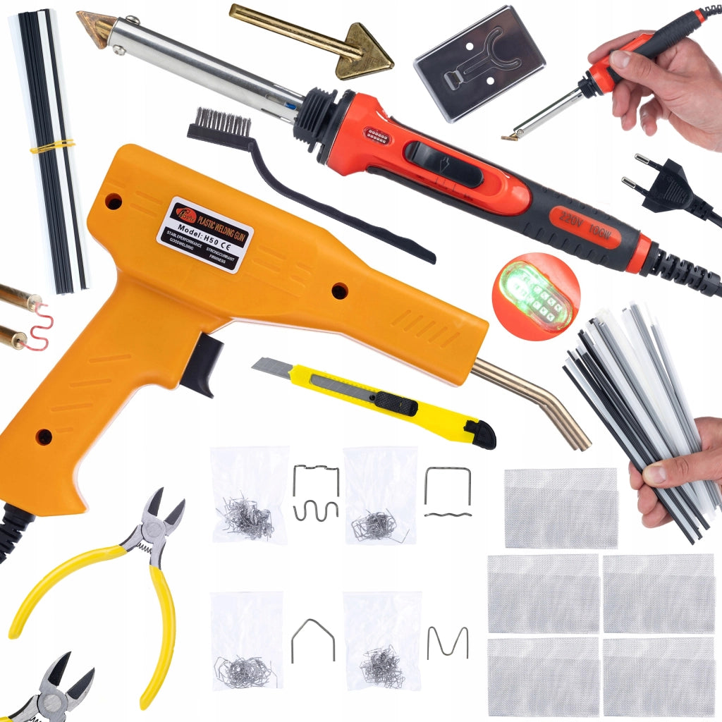 Saldatore per Plastica Rosfix Red Odysseya 100W – Set Completo con Graffettatrice e 200 Graffette
