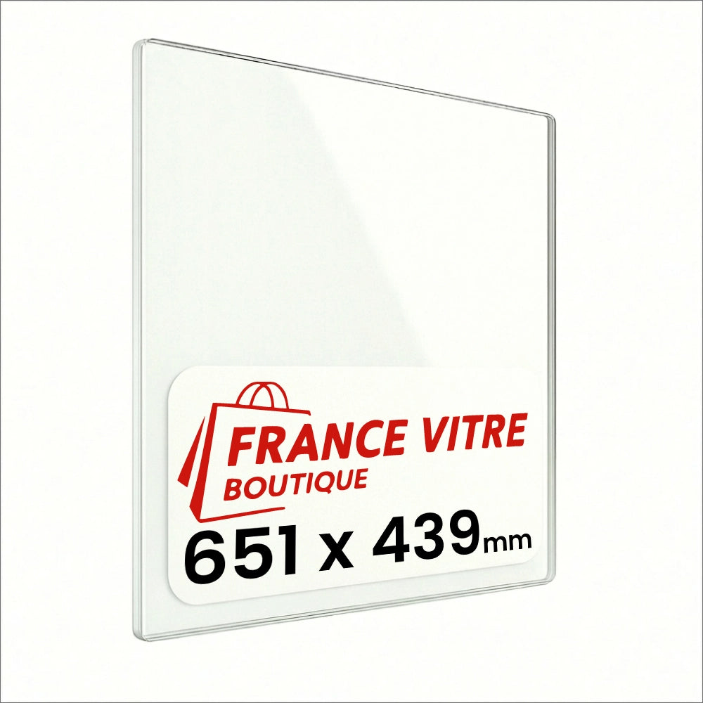 651 x 439 x 4 mm - Vetro per stufa a legna - vetro camino di ricambio - vetro per caminetto resistente al fuoco - France Vitre