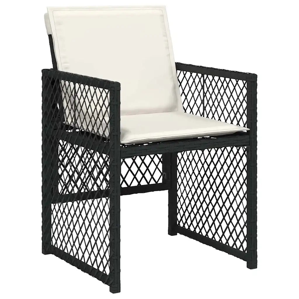 Set da Pranzo per Giardino 5 pcs Nero polyrattan