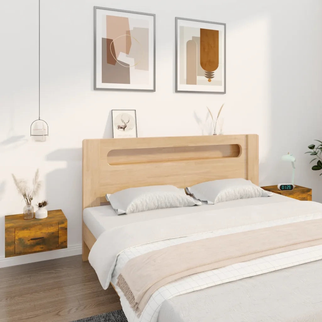 Set di 2 Comodini | Armadio da Notte | Mobiletto da notte a Muro Rovere Fumo 50x36x25 cm
