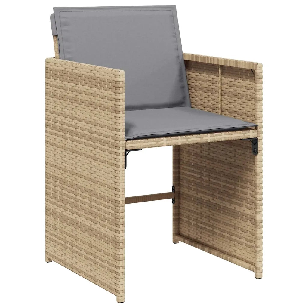 Set Pranzo da Giardino 15 pz con Cuscini Beige Misto Polyrattan 3211236