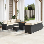 Set Divano da Giardino 11 pcs Nero Poly Rattan