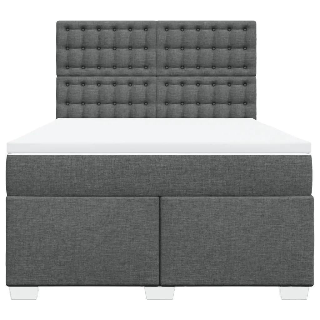 Giroletto a Molle con Materasso Grigio Scuro 160x200 cm Tessuto