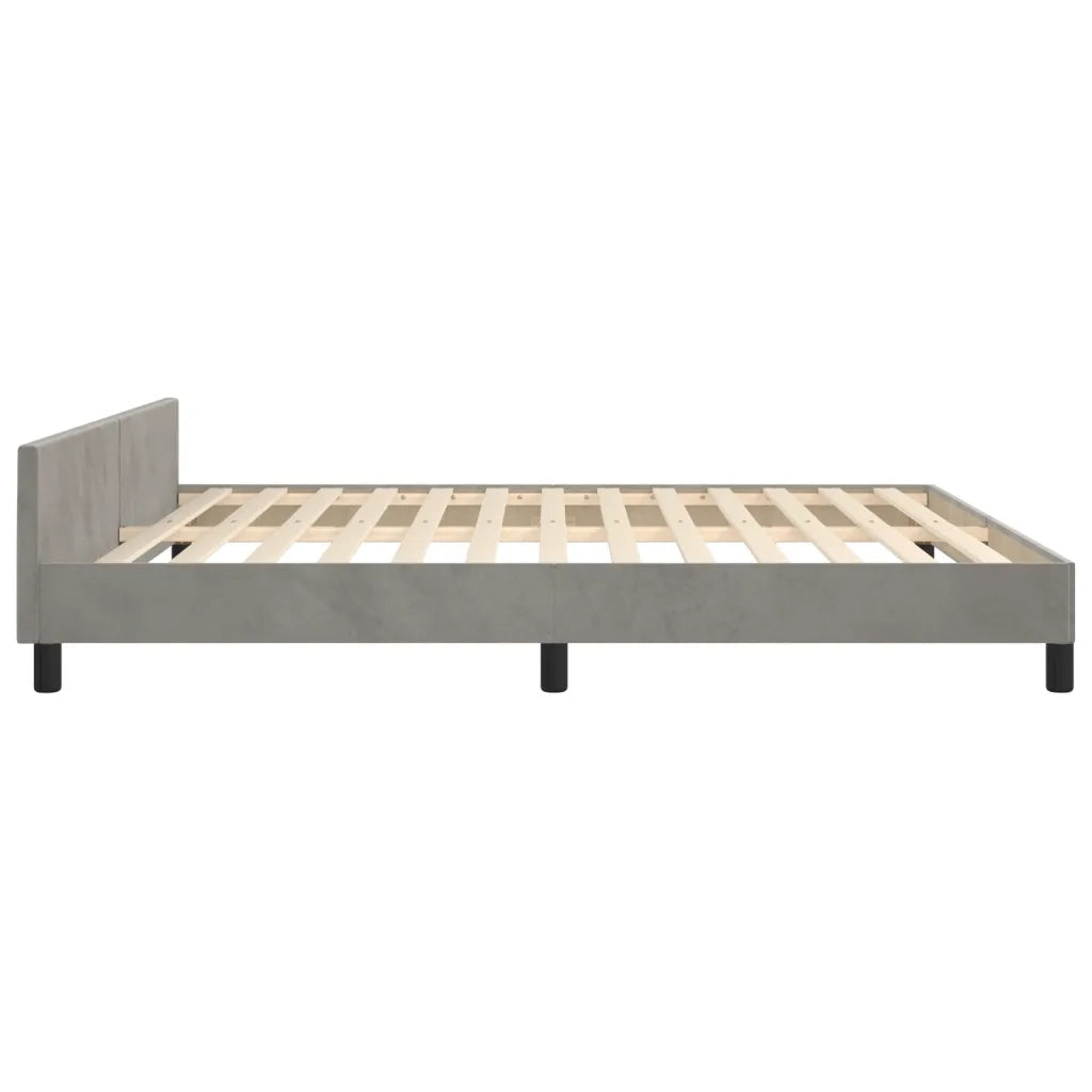 Letto matrimoniale | Letto per adulti | Giroletto senza Materasso Grigio Chiaro 160x200 cm Velluto