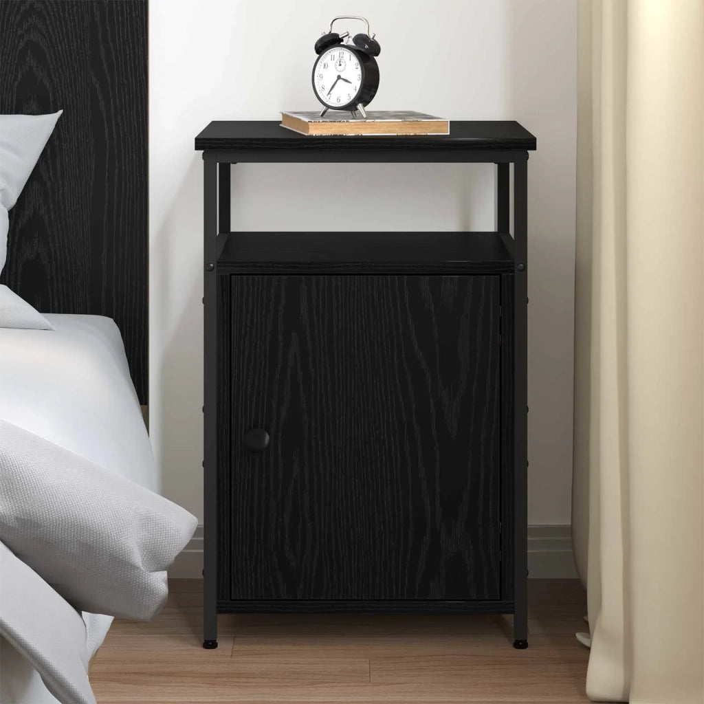 Comodino | Armadio da Notte | Mobiletto da notte con cassetto Rovere nero Legno multistrato