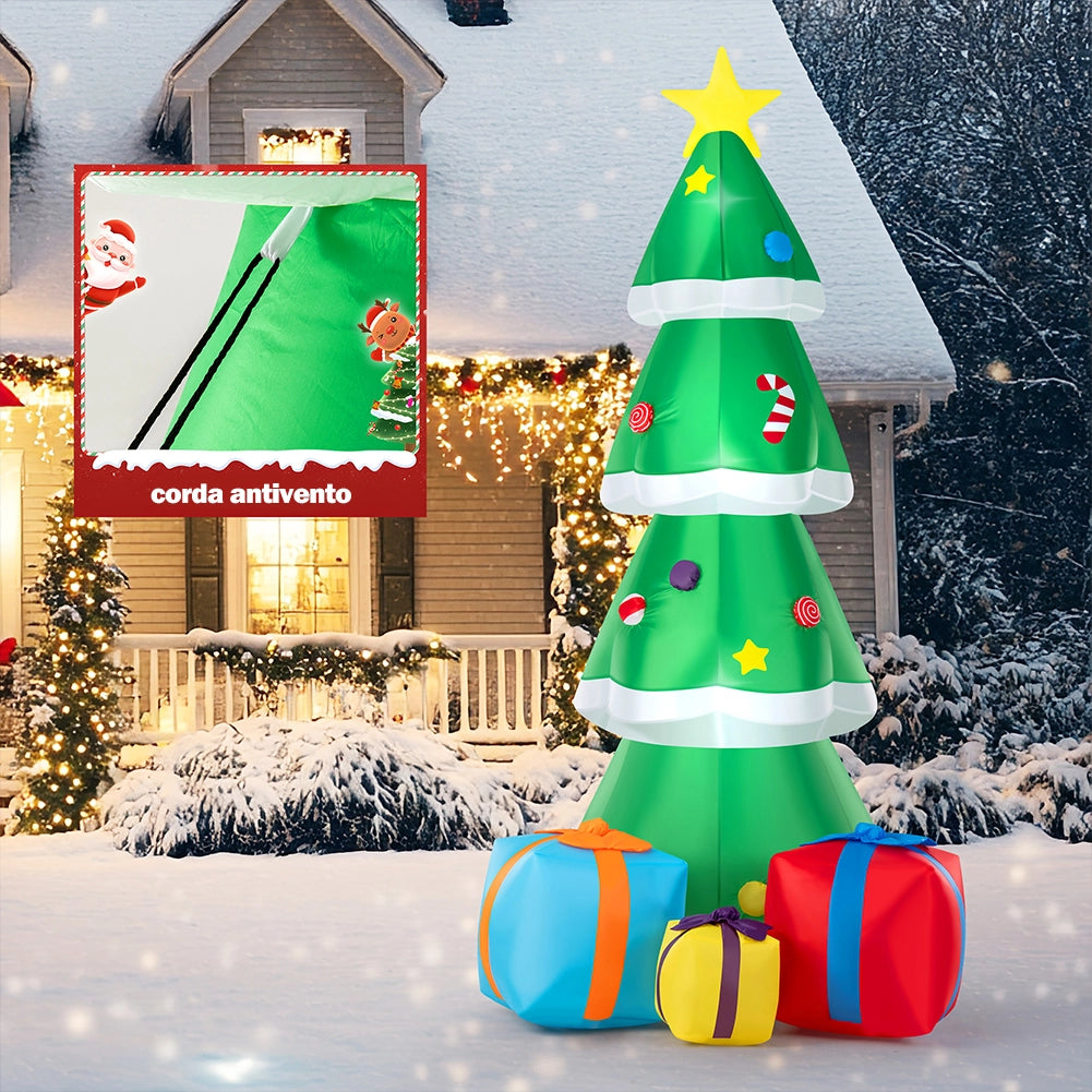 Gonfiabile Albero di Natale XXL Decorazione LED Natalizia Addobbo Esterno 240 cm