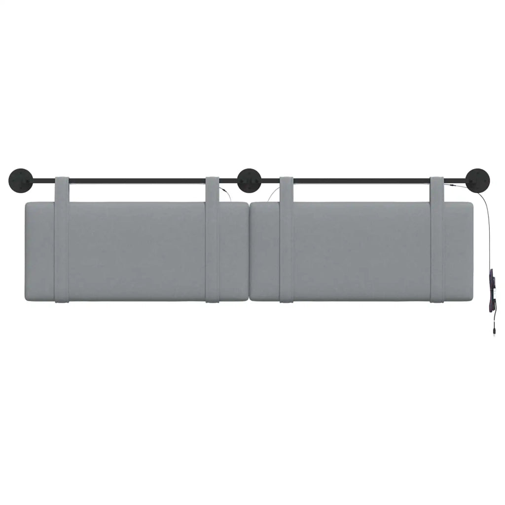 Testiera sospesa Con luce LED Grigio Chiaro Tessuto 3423997