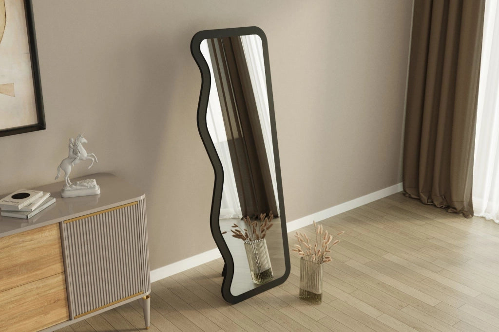 Specchio in legno "Asel" - 50 x 160 cm - Nero