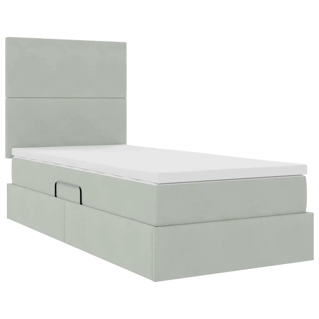 Letto con contenitore e LED Grigio chiaro 90 x 200 cm Velluto 3372579