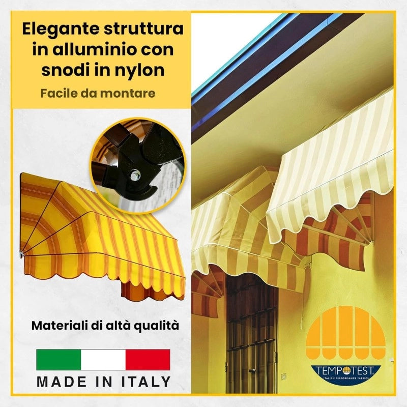 Tenda Sole Cappottina 5 Raggi, Tessuto Tempotest Parà Turchese 77, Larghezza 2 x Sporgenza 0,80, UV-Resistente, Impermeabile - Giardino, Balcone