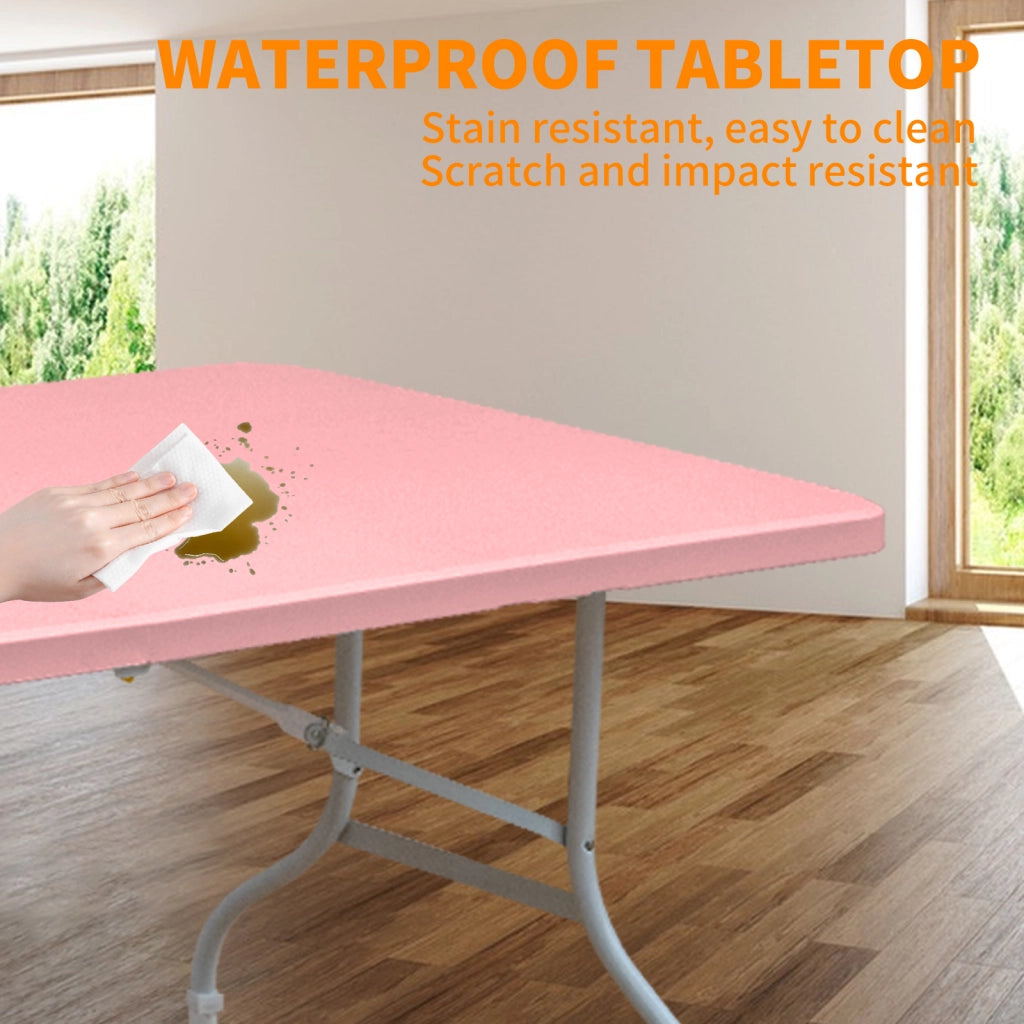 Tavolo pieghevole portatile pesante da 180 cm con maniglia; tavolo pieghevole; tavolo pieghevole multifunzionale per feste picnic in campeggio all'interno e all'aperto; capacità 135 kg (pink)