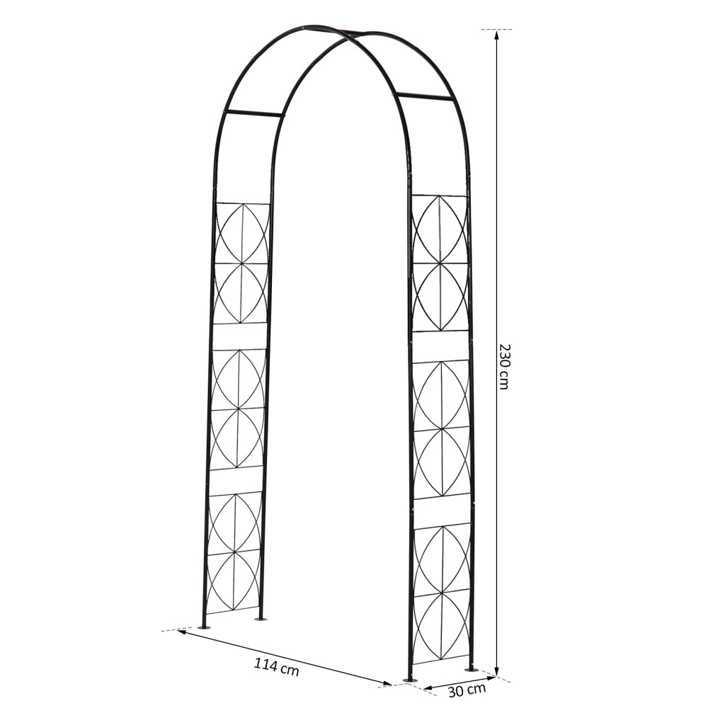 Arco Rampicante per Giardino ¨C Xylo ¨C Metallo Nero 114x30x230cm