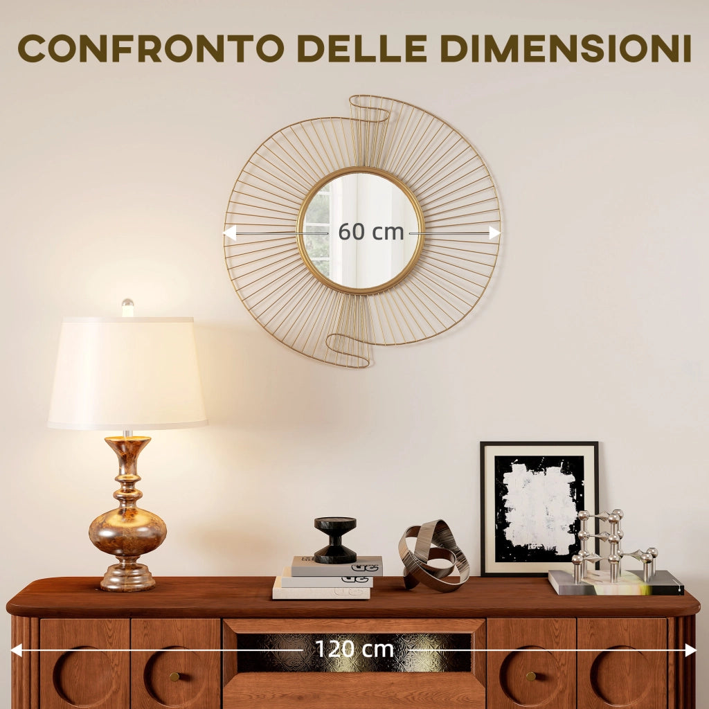 Specchio da Parete Rotondo ¨C Minimal ¨C Oro 60x60 cm