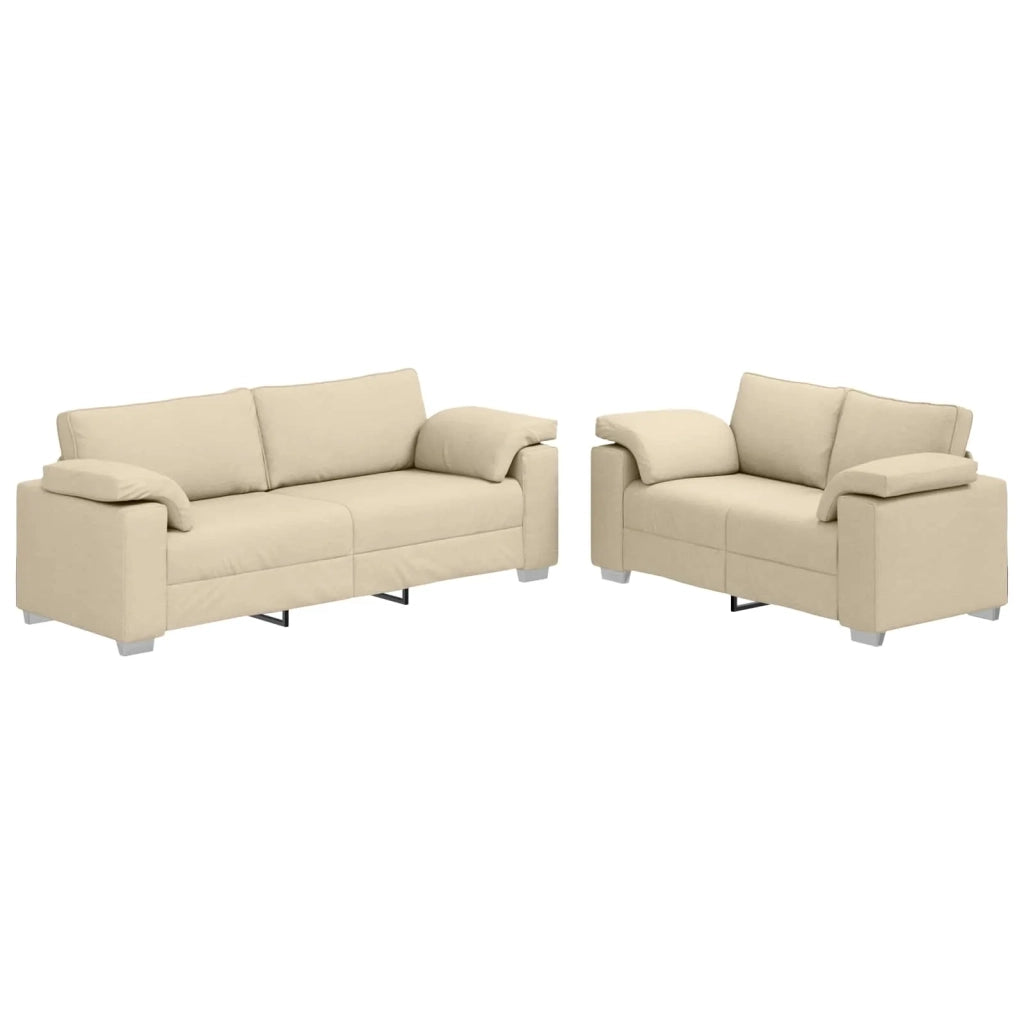 Divano 2 pcs Crema 219 x 80 x 82 cm Tessuto 3324747