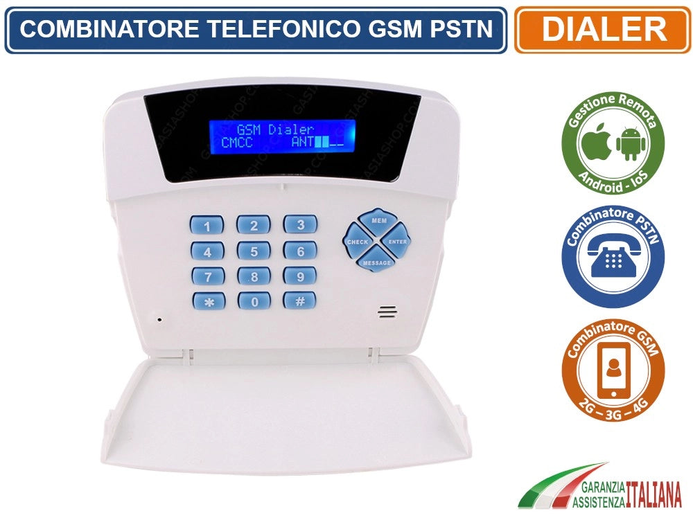 COMBINATORE TELEFONICO PSTN GSM 2G 3G 4G ALLARMI ANTIFURTI USCITE INGRESSI ALLARME RELE