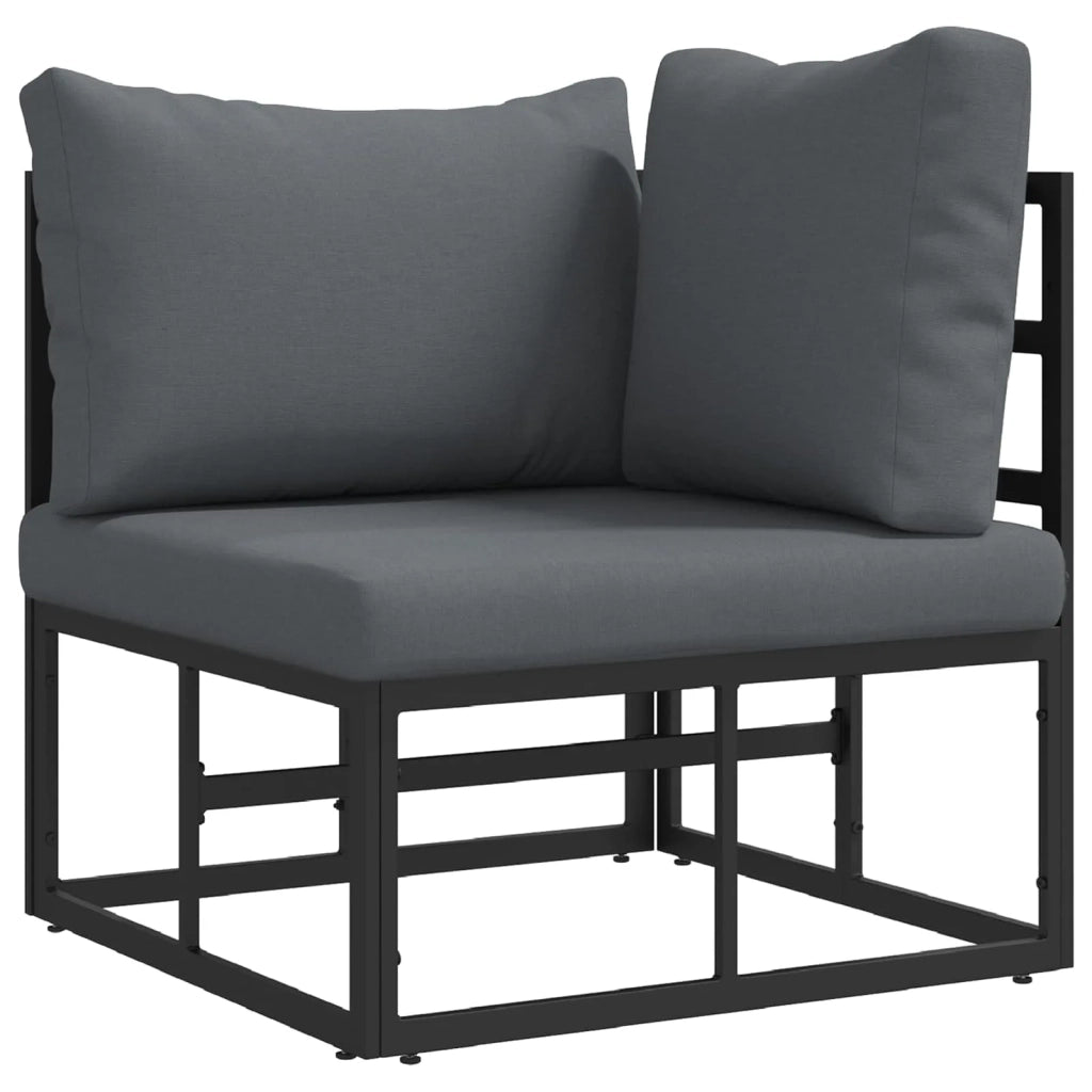 Set Divano da Giardino con cuscino 13 pcs Nero Alluminio