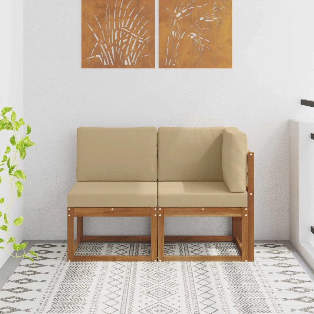 Divano modulare da esterno e angolare 2 Pezzo Naturale e Beige 900472