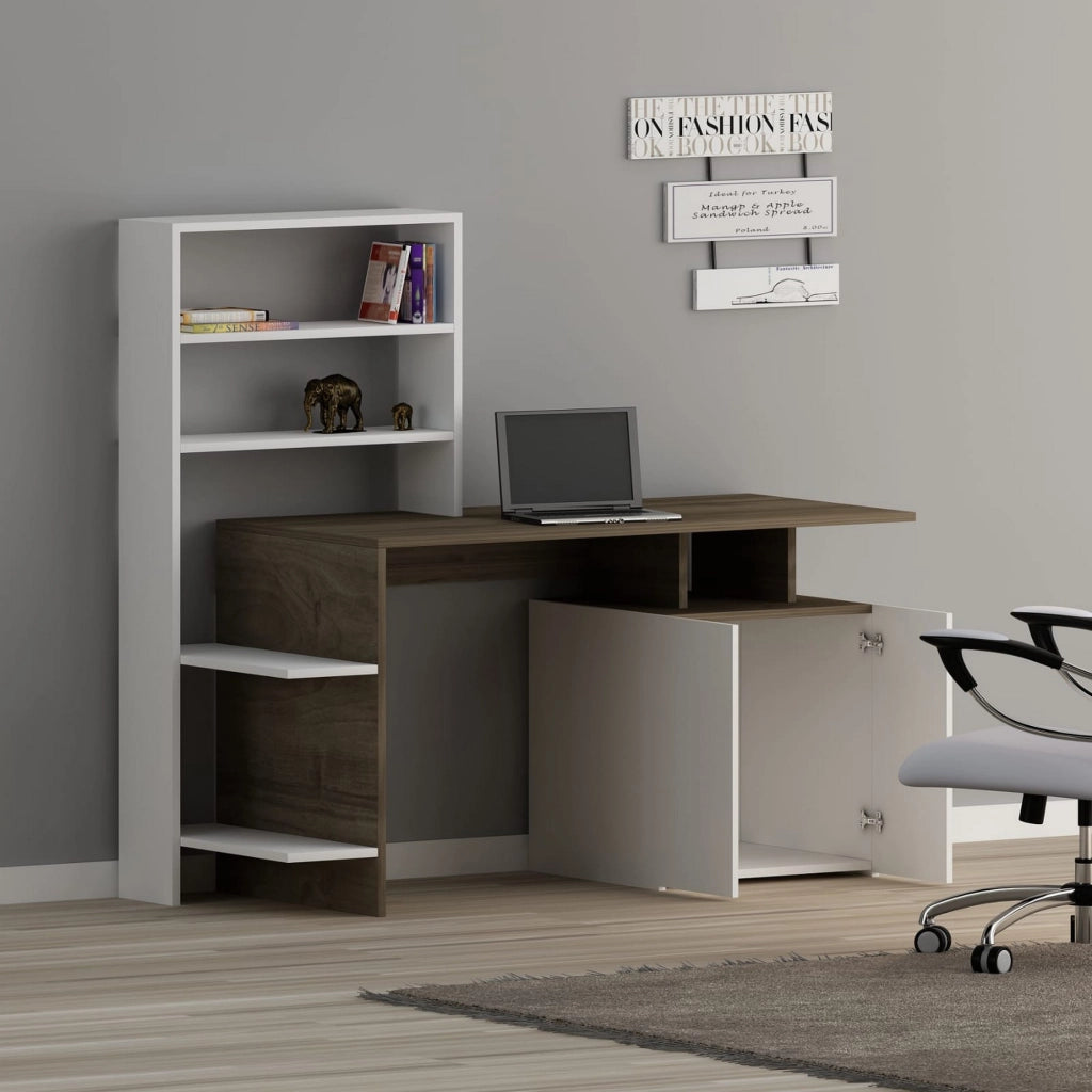 Loria, Scrivania 6 Ripiani, 146x60x74h cm Bianco
