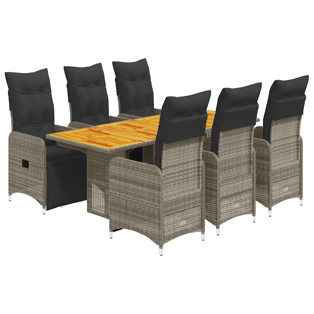 Set Bistrò da Giardino 7 pz con Cuscini in Polyrattan Grigio 3277163