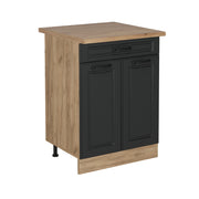 Vicco Mobiletto base per cucina Antracite casa di campagna 60 cm con cassetto, PL Rovere