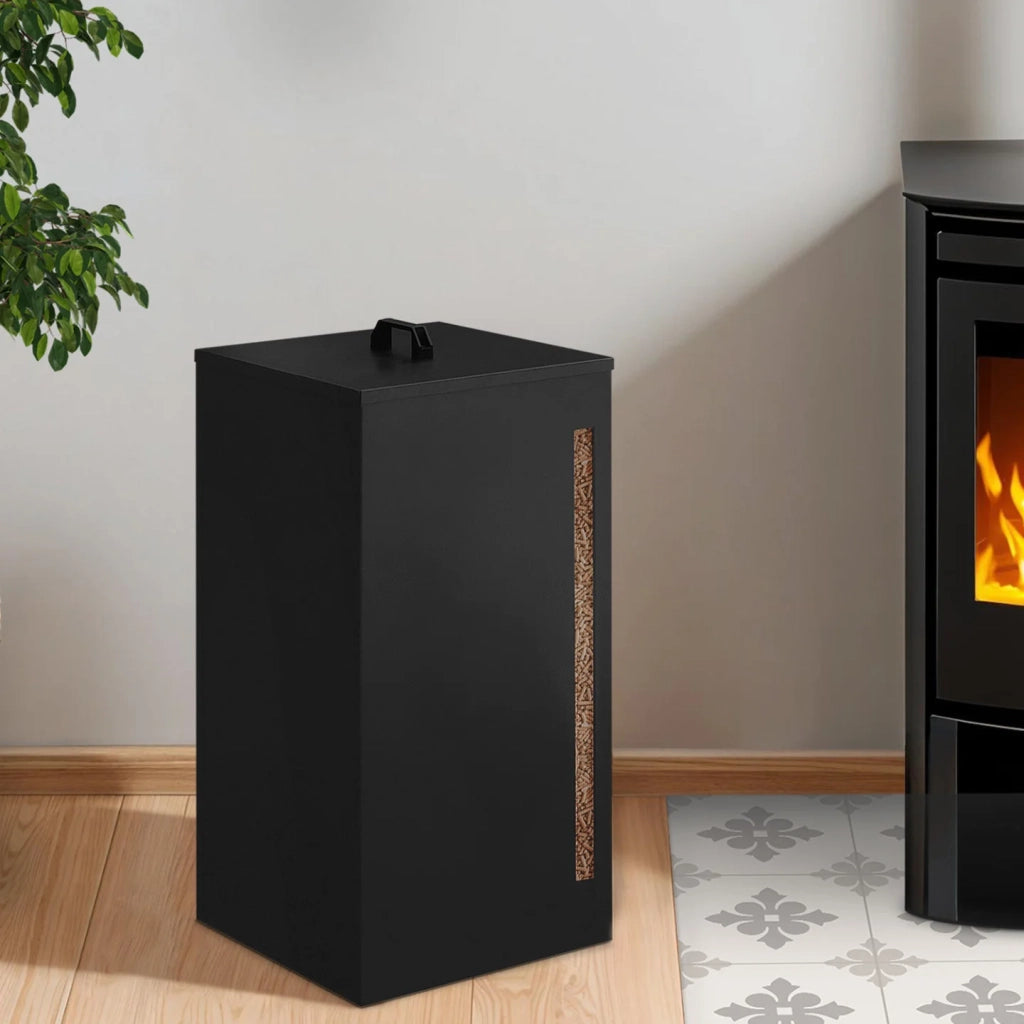 IDMarket - Serbatoio per pellet 45 KG nero 36 x 36 x 76 CM