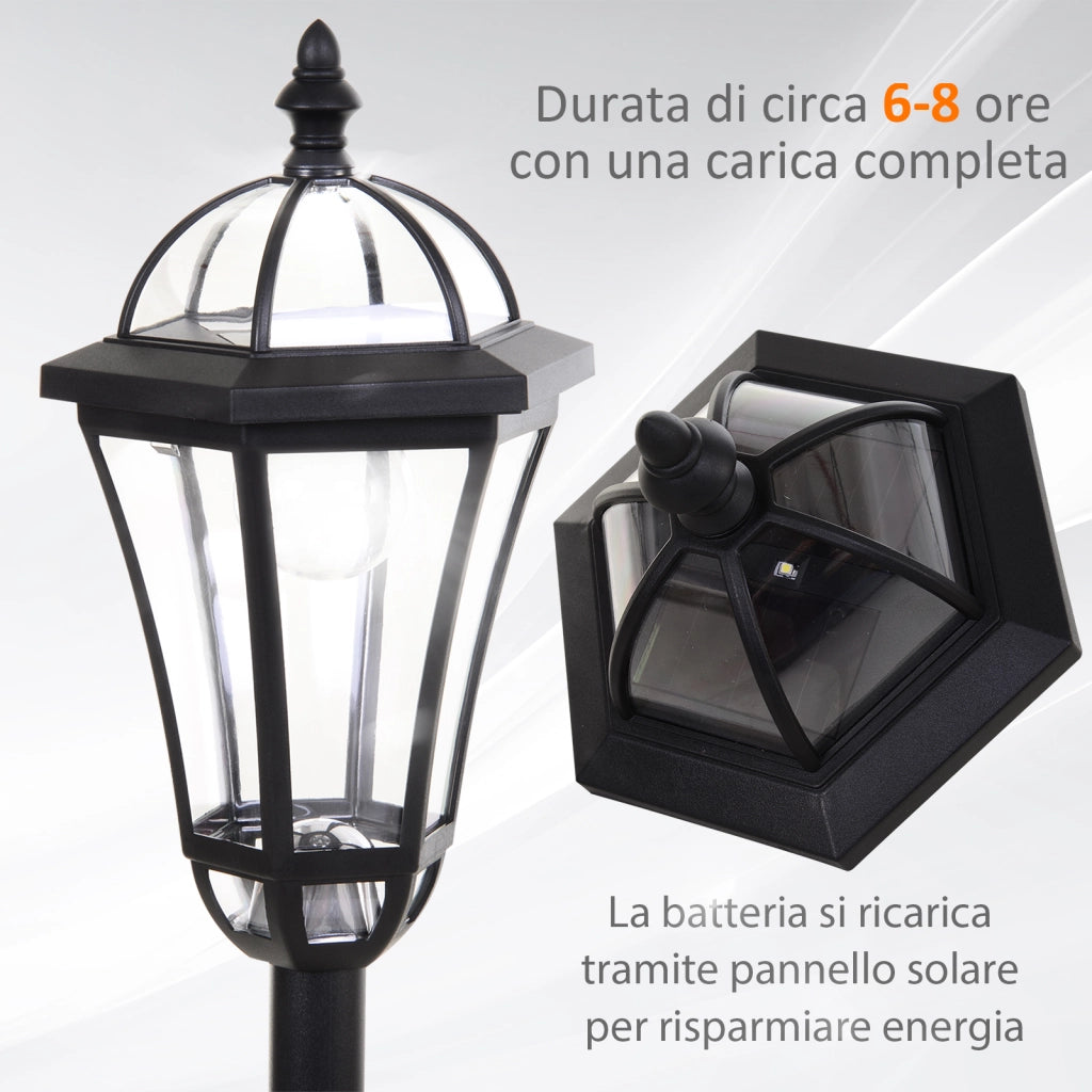 Set Lampioni Solari per Giardino ¨C Minimal ¨C 2 Pezzi, Nero