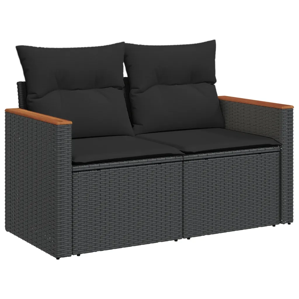 Set Divani da Giardino 13pz con Cuscini Nero in Polyrattan 3226517