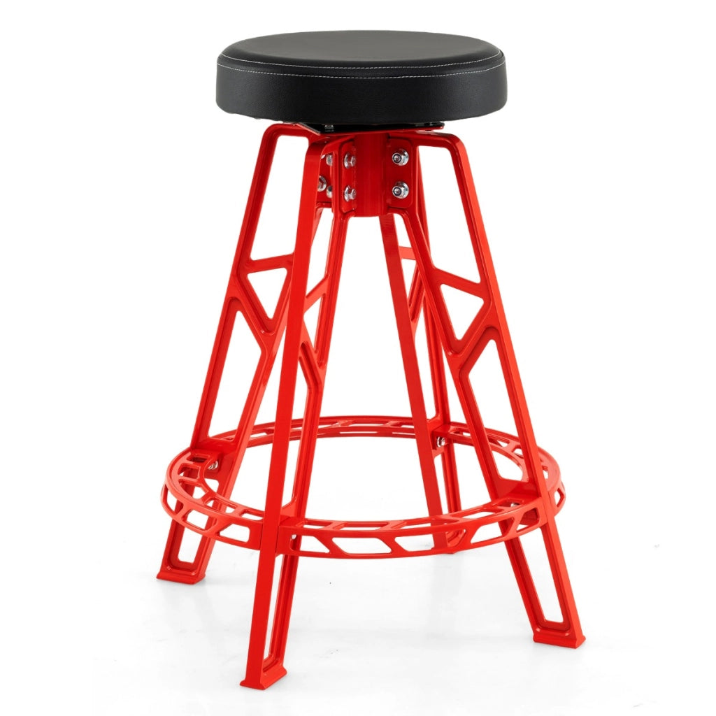 Sgabello meccanico alto in alluminio pesante con sedile girevole a 360¡ã, Sgabello da officina con poggiapiedi per sala attrezzi Nero e rosso