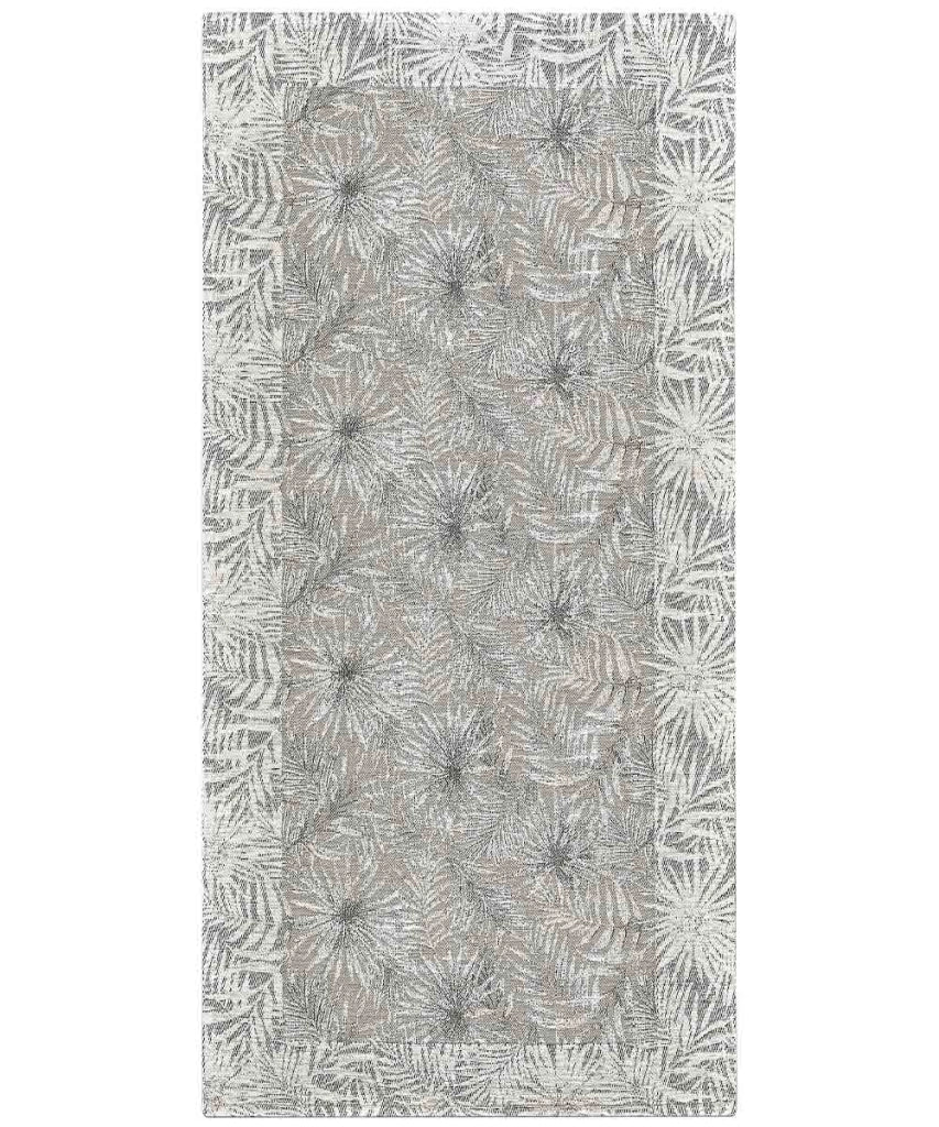 Tappeto passatoia moderno MALESIA SABBIA disegno giungla tropicale natura foglie felci, arredo cucina corridoio multiuso lavabile antiscivolo cm.55x240