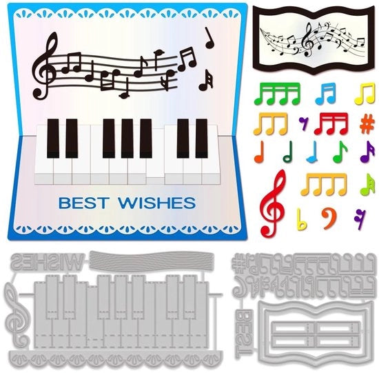 Set di matite per tagliare 10 pezzi - Note musicali/Matite per tagliare - Acciaio di carbonio - Embossing/Stampi - Creazione di carte - Decorazione per scrapbooking - Forme per tagliare